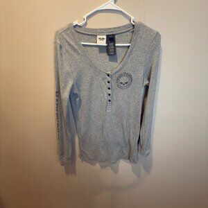 Womens Harley Davidson Long Sleeve (Gray) L